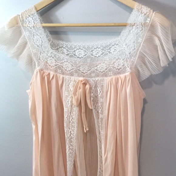 Vintage Perlon 1950’s Night Heiss Bugelm Sheer Lingerie Lace Negligee Gown - Picture 9 of 10